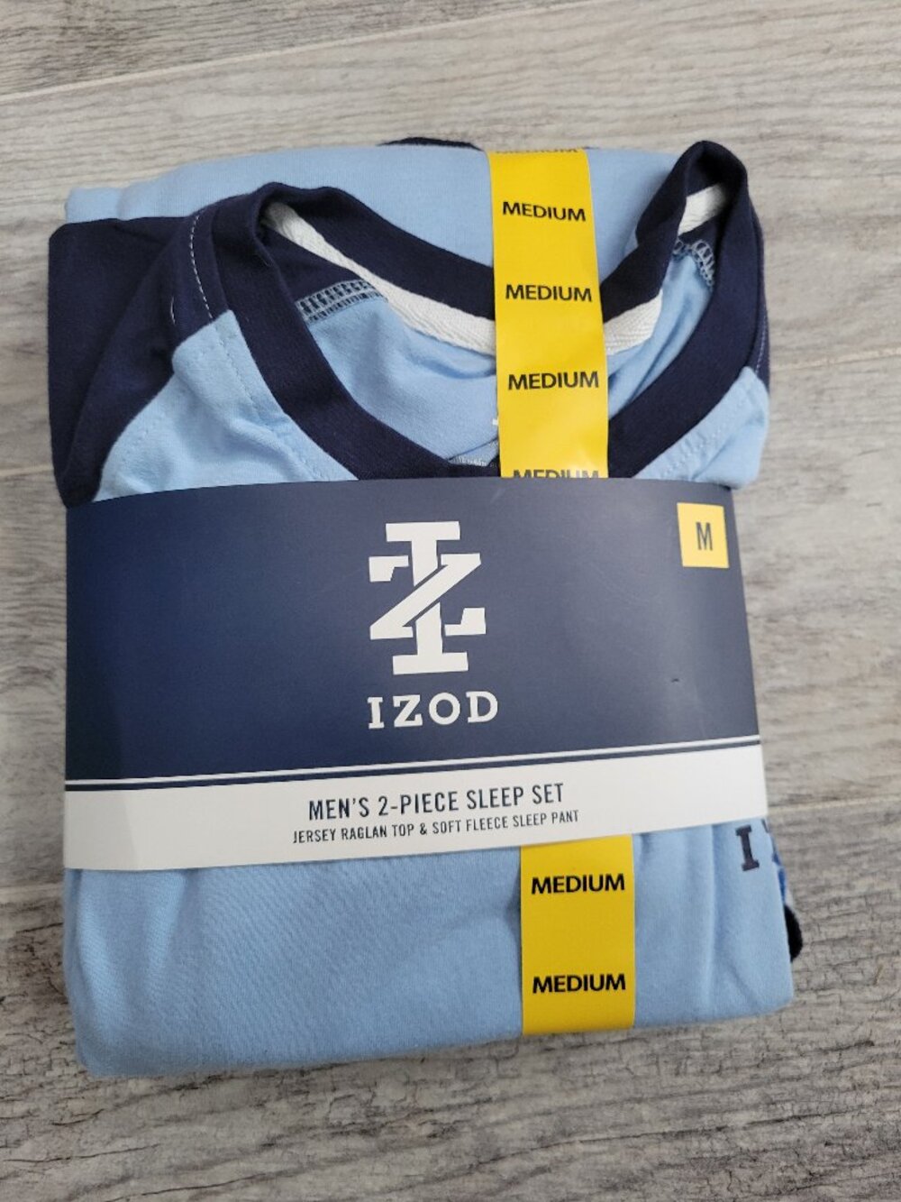 IZOD Pajamas Men's Medium 2pc Blue Sleep Set Jersey Top Fleece Bottoms NWT
